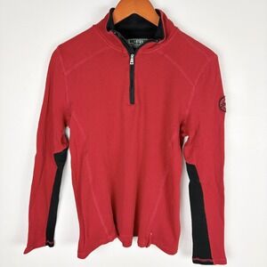 L RL Lauren Active Ralph Lauren Red Waffle Knit Quarter Zip Pullover Women's XL